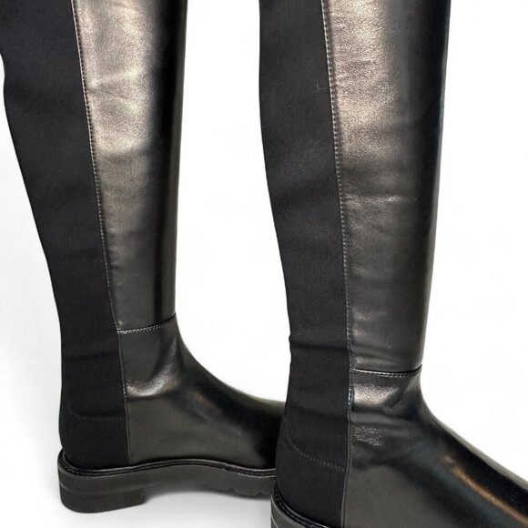 Stuart Weitzman 5050 Lift Over the Knee Flat Leather Boots Black, NEW IN BOX - 7 - Picture 10 of 16